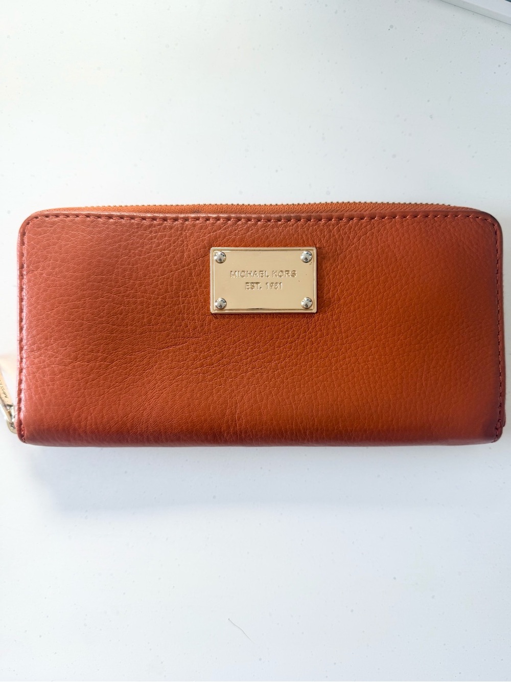 Michael Kors Orange Leather Zip-Around Wallet